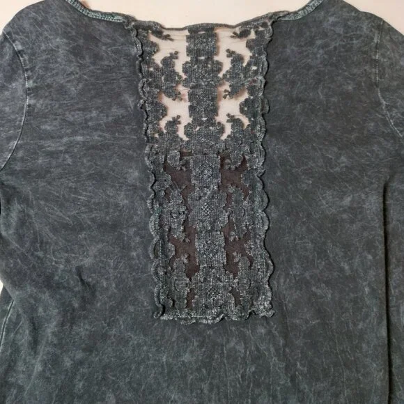 Vintage Y2K Buckle Daytrip Shirt Large Fleur Dis Lis Long Sleeve Lace Studded - Picture 13 of 16